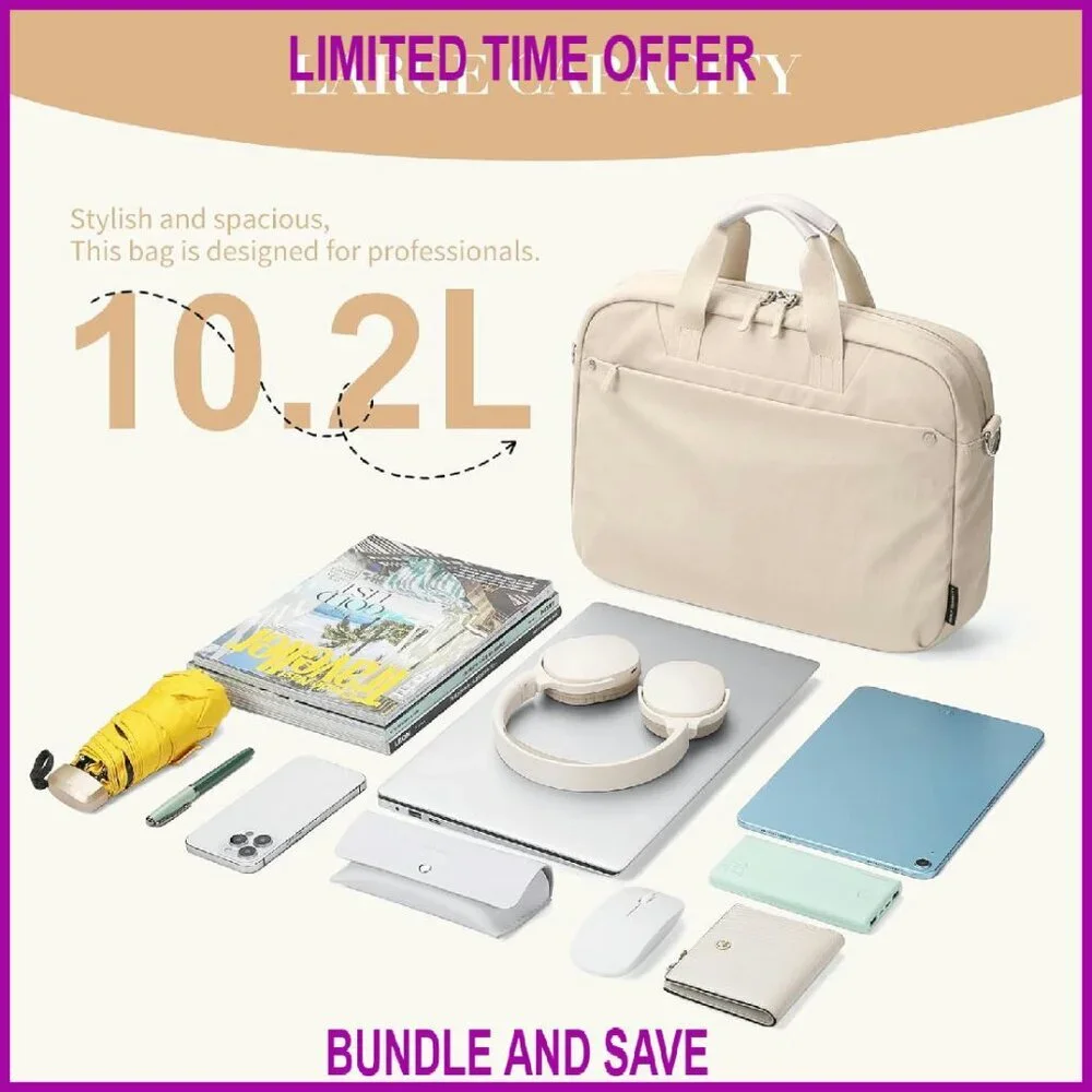 16 Inch Laptop Tote Bag with Crossbody Strap for Work Travel